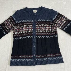 Vtg 90s Classic Elements Sweater Medium Petite FullZip Cardigan Striped Collared